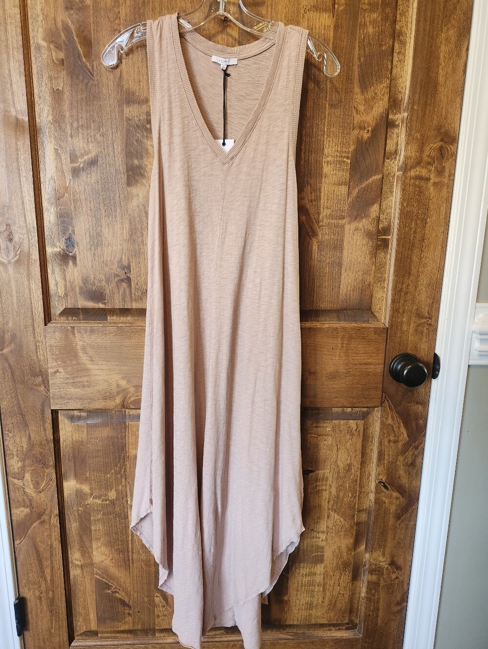 Z Supply Cotton Sleeveless V-Neck Maxi Dress in Nude Blush Size Small